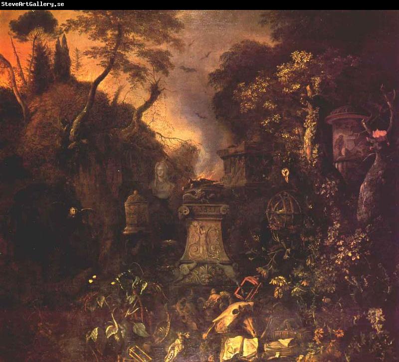 WITHOOS, Mathias Landscape with a Graveyard by Night